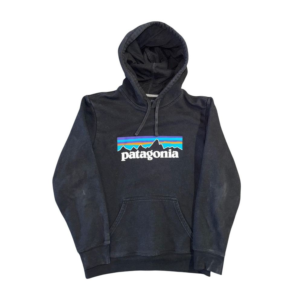 Patagonia Hoodie Mens Small Black Uprisal Hoody Fleece Pullover Logo Graphic